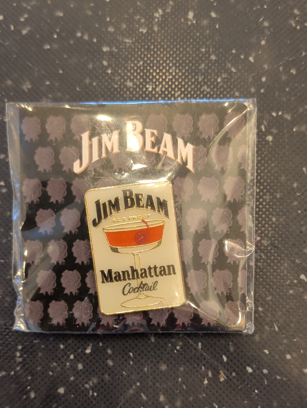 Manhattan Cocktail Enamel Pin - Gold, Red, White JIM BEAM NEW